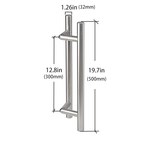 Modern long pull handle offset doors stainless steel glass door pull handle with V foot glass door handle