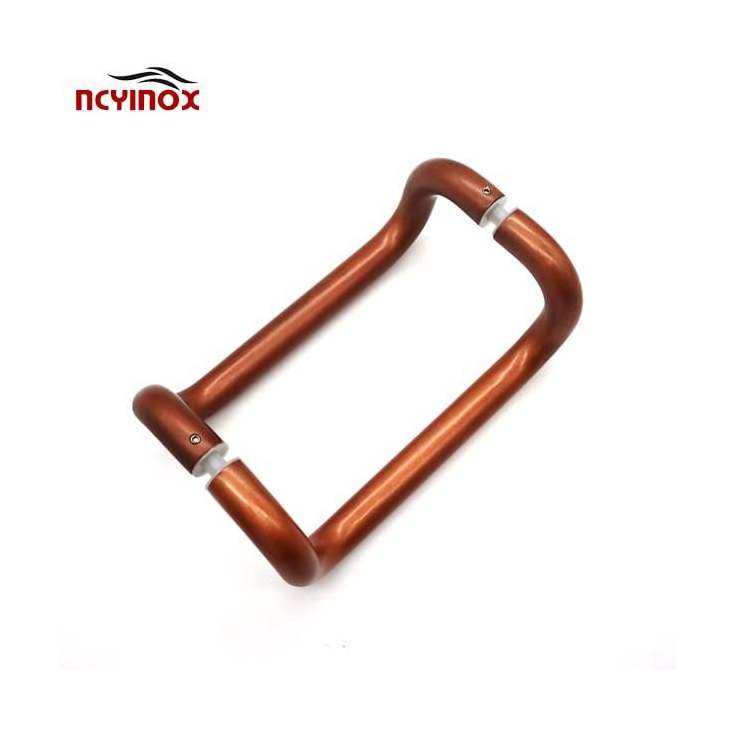 Curved Offset Door Handle Back to Back Aluminum Pull Handle  Back to Back Tempered Glass Mount Commercial Swing Door Pull Handle