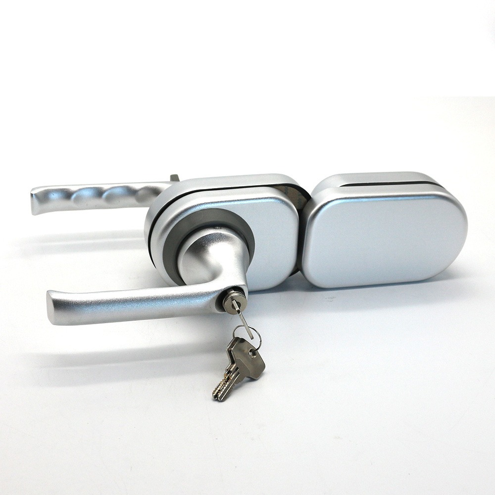 Commercial modern style aluminum Sliding frameless swing glass door lock with handle