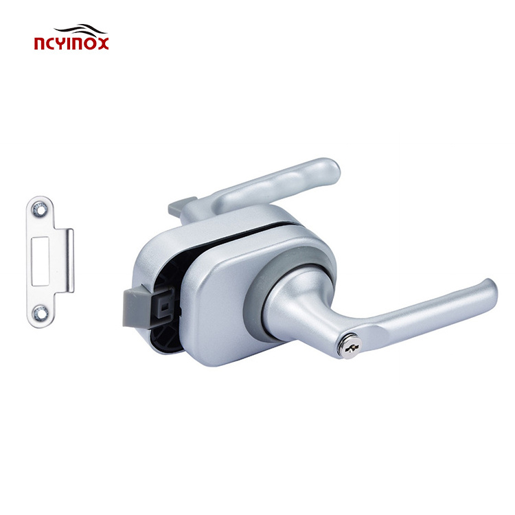 Commercial modern style aluminum Sliding frameless swing glass door lock with handle