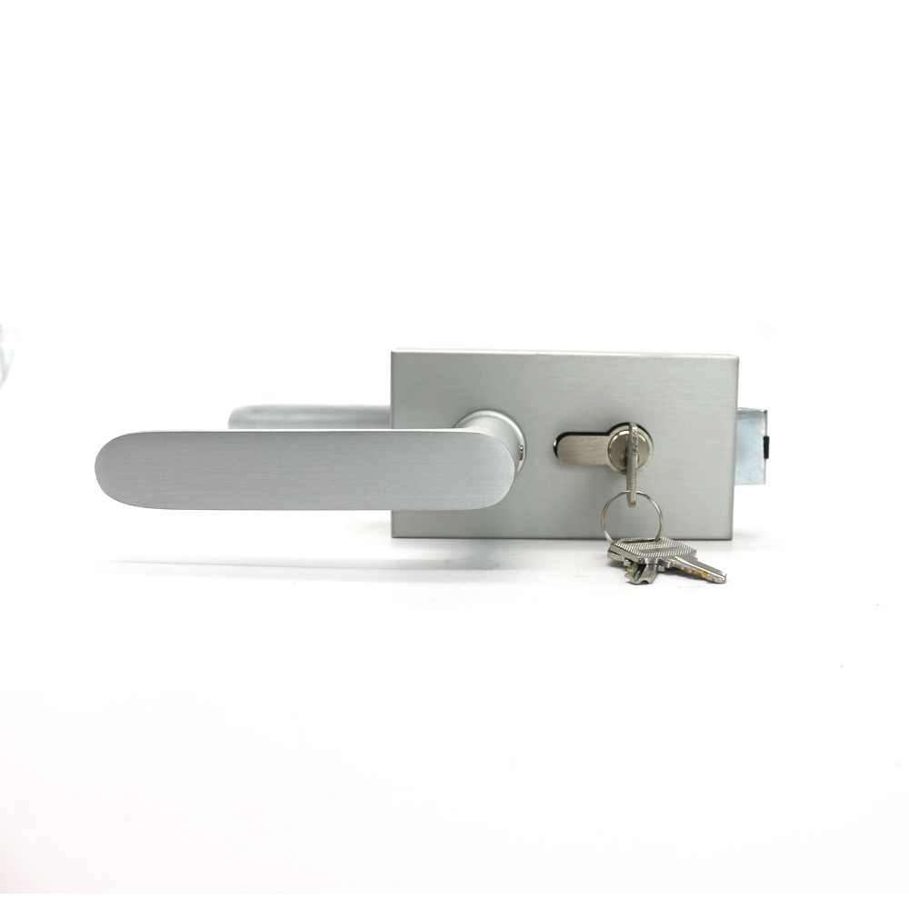 Aluminum Square Door Handle Lock Privacy Safety Glass Door Lock Lever Frameless Door Lock With Handle