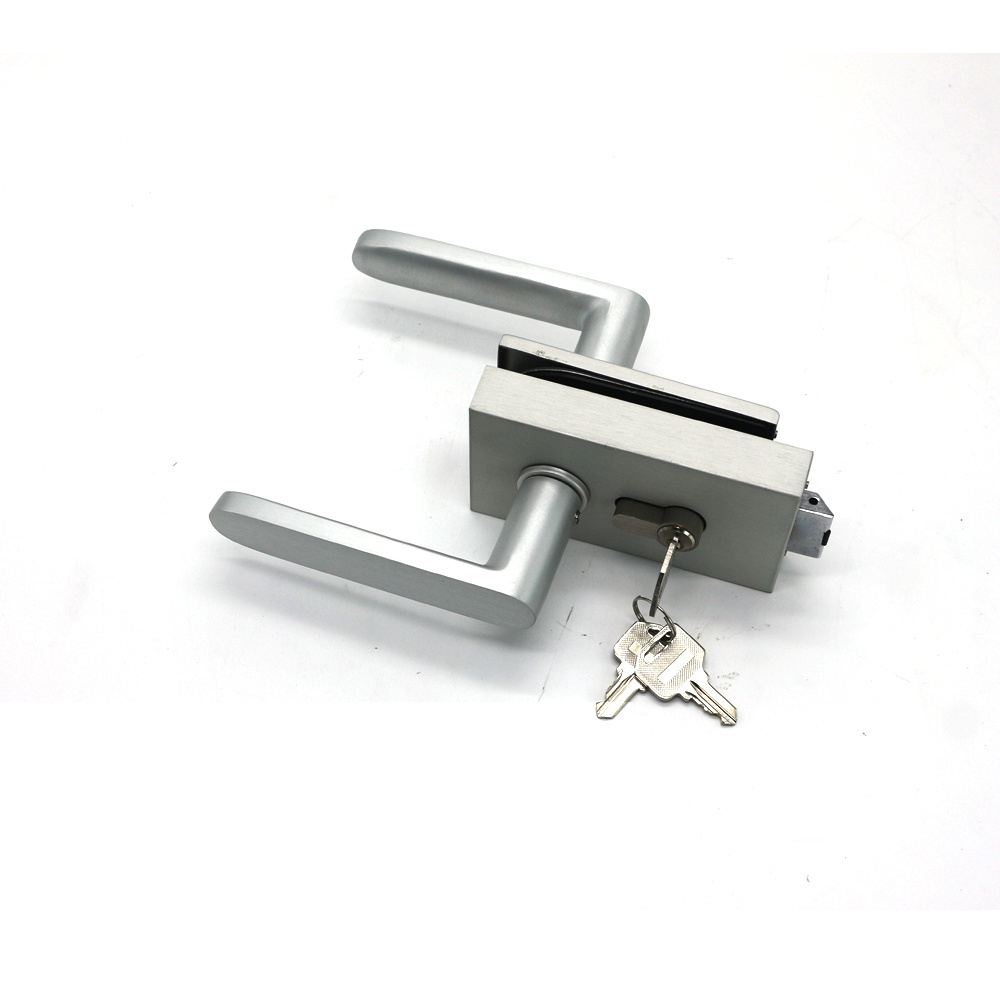 Aluminum Square Door Handle Lock Privacy Safety Glass Door Lock Lever Frameless Door Lock With Handle