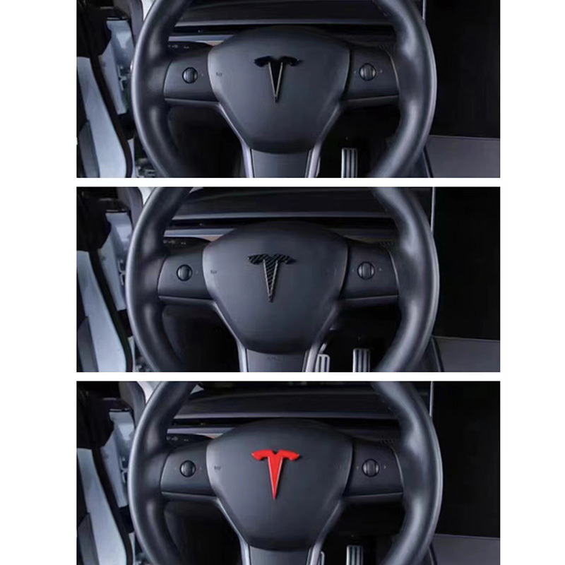 Model 3 Steering Wheel/Front Trunk/Rear Trunk Logo Sticker Cover Emblem Badge Decals 3PCS/Set for Tesla Model Y Accessories