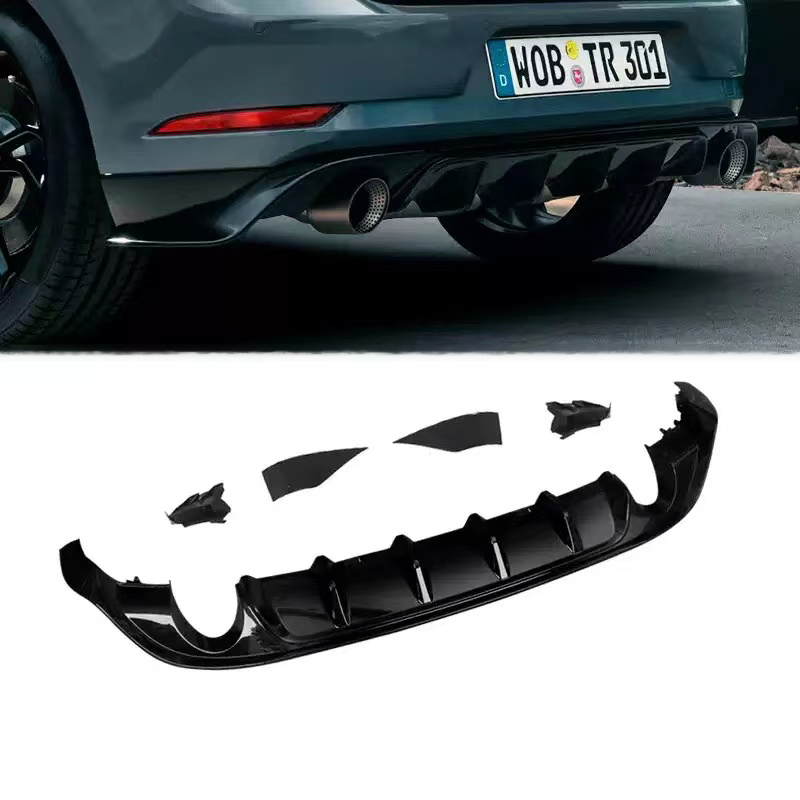 ABS Gloss Black Rear Bumper Lip Diffuser For VW Golf MK7.5 GTI 2017 ...
