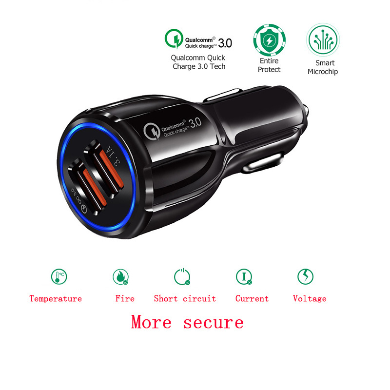 New arrival 30W Fast Metal dual port car usb charger adapter 3.0 quick charger car for iPhone 13 12 11 Pro Max SE XR XS X 8 7 6