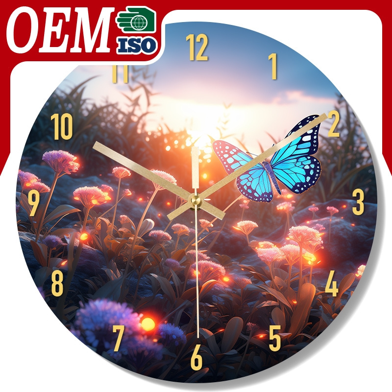 Factory Wholesale Mirror Glass Wall Clocks Beautiful Butterfly Design Modern Home Decor Quartz Radio Clock for Living Room