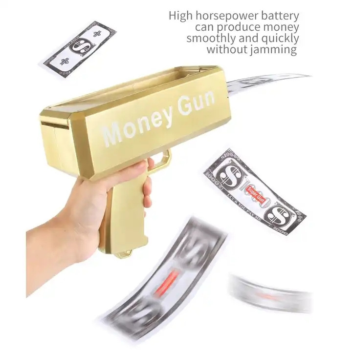 Amazon Hot Sell Wholesale Golden Money Toy Gun for Party Gold Golden Money Gun Make Cash Money Shot Spray