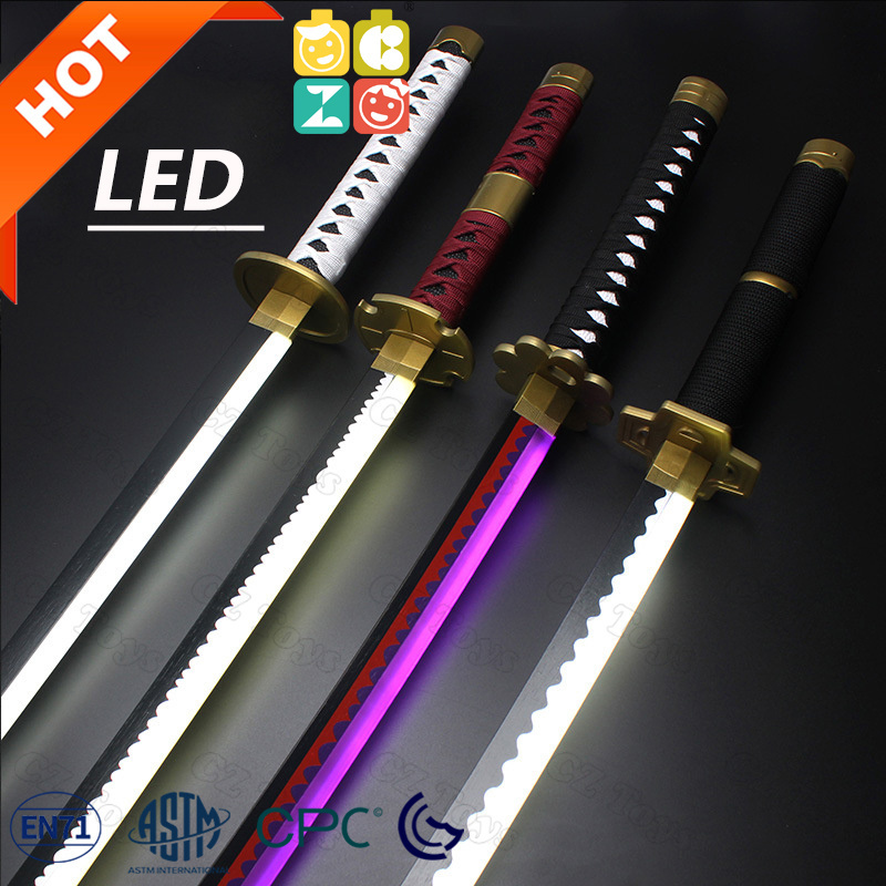 New 104 cm Katana Swords Demon Slayer Eco Abs Bamboo Wooden Samura Sword Anime Cosplay Props Weapon Toy Led Light Samurai Sword