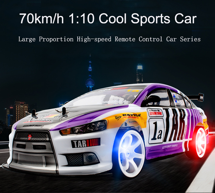 1:10 Scale 70Km/h Large Drift Car High Speed 4WD RC Car 2.4G Radio Control Toys With Light Electric Remote Control Racing Car