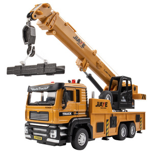 1:50 diecast alloy model car simulation pull back sound engineering crane toy for children