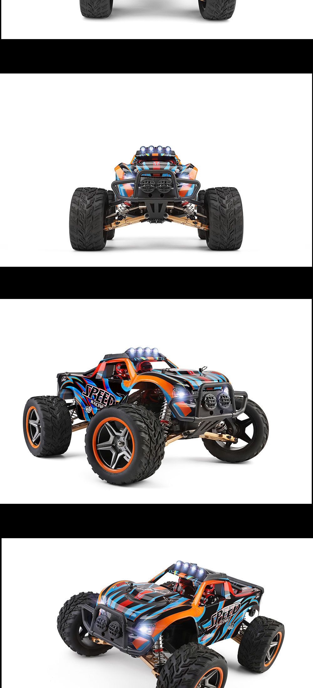 Wltoys 104009 1/10 Scale 4WD Remote Control Toys High Speed Brush Motor RC Car 2.4G Monster Car Toys For Kids