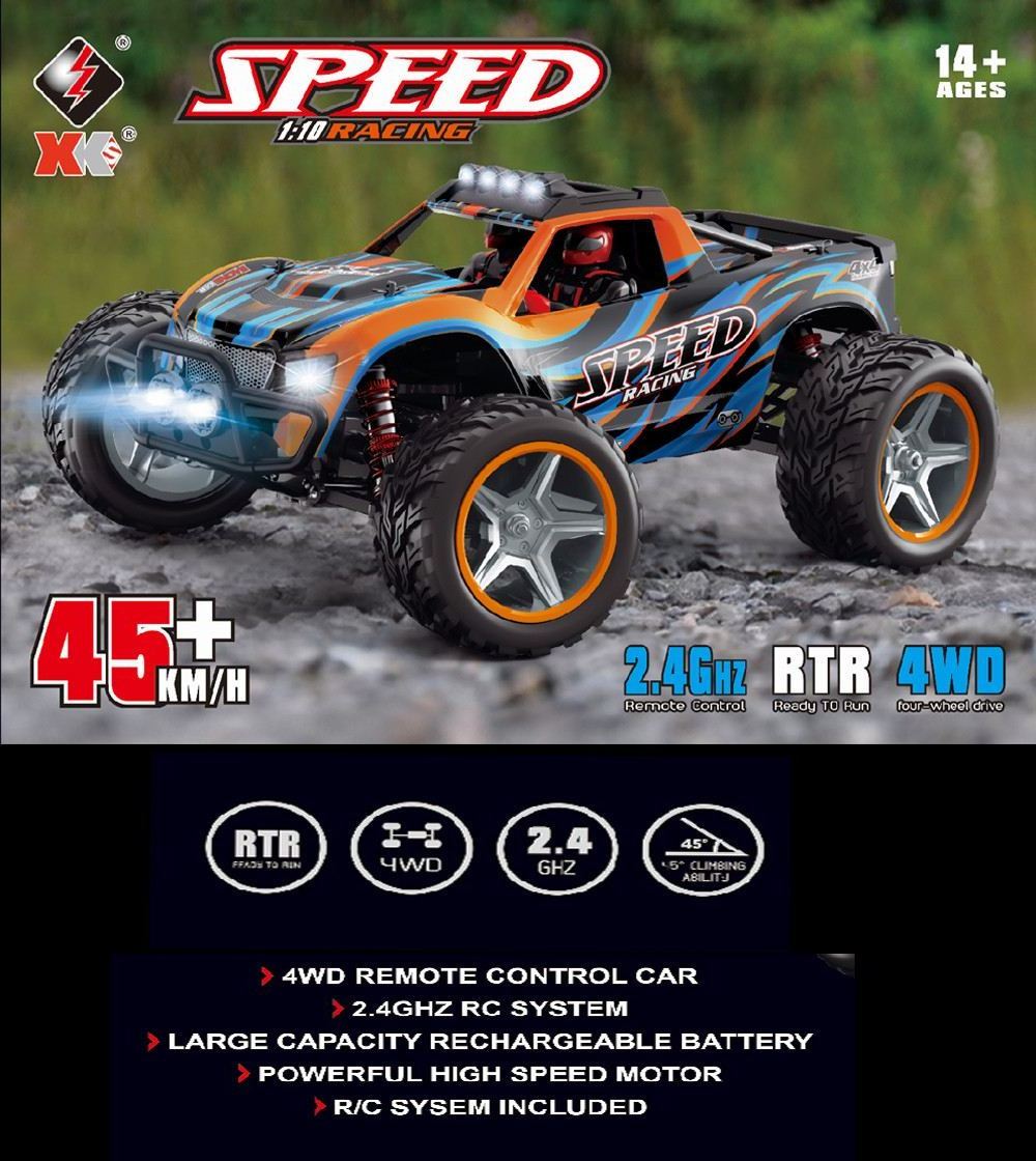 Wltoys 104009 1/10 Scale 4WD Remote Control Toys High Speed Brush Motor RC Car 2.4G Monster Car Toys For Kids