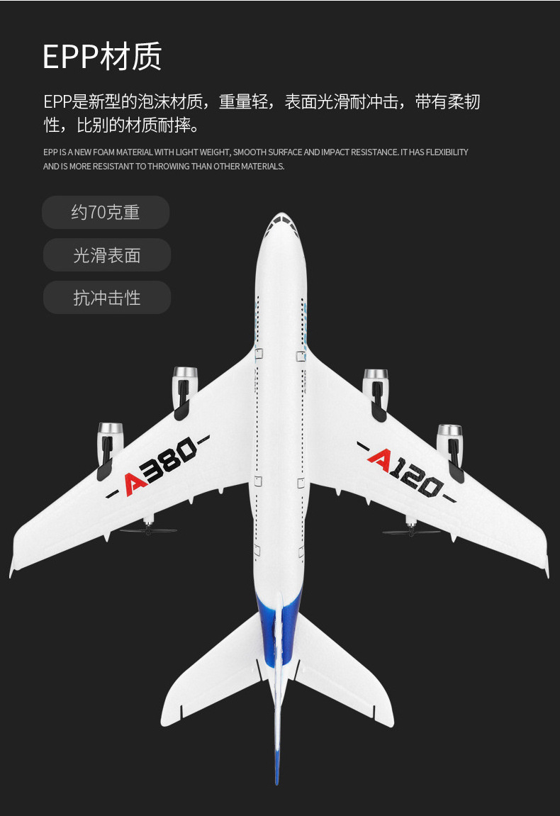 Wltoys XK A120 Airbus A380 Radio Control Toys 3CH 2.4G EPP RC plane RTF Aircraft Model Toy for Kids