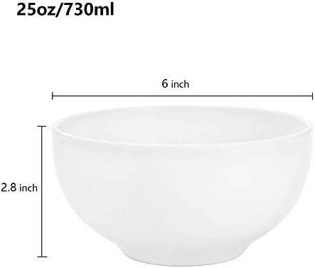 ZENFUN Soup Bowls Melamine Salad Bowls, Unbreakable Bowls Dinnerware Sets CLASSIC 8 Pack 25 Oz Melamine Bowls Set, White