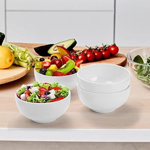 ZENFUN Soup Bowls Melamine Salad Bowls, Unbreakable Bowls Dinnerware Sets CLASSIC 8 Pack 25 Oz Melamine Bowls Set, White