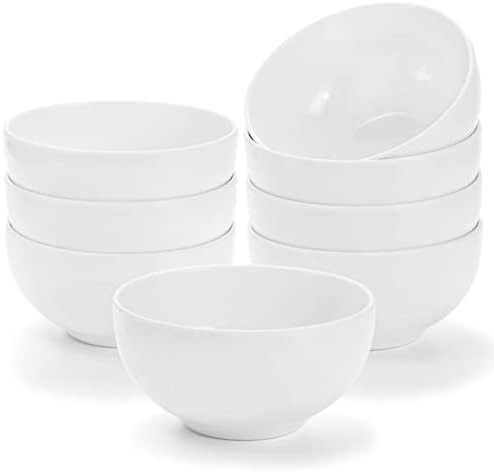 ZENFUN Soup Bowls Melamine Salad Bowls, Unbreakable Bowls Dinnerware Sets CLASSIC 8 Pack 25 Oz Melamine Bowls Set, White