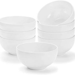 ZENFUN Soup Bowls Melamine Salad Bowls, Unbreakable Bowls Dinnerware Sets CLASSIC 8 Pack 25 Oz Melamine Bowls Set, White