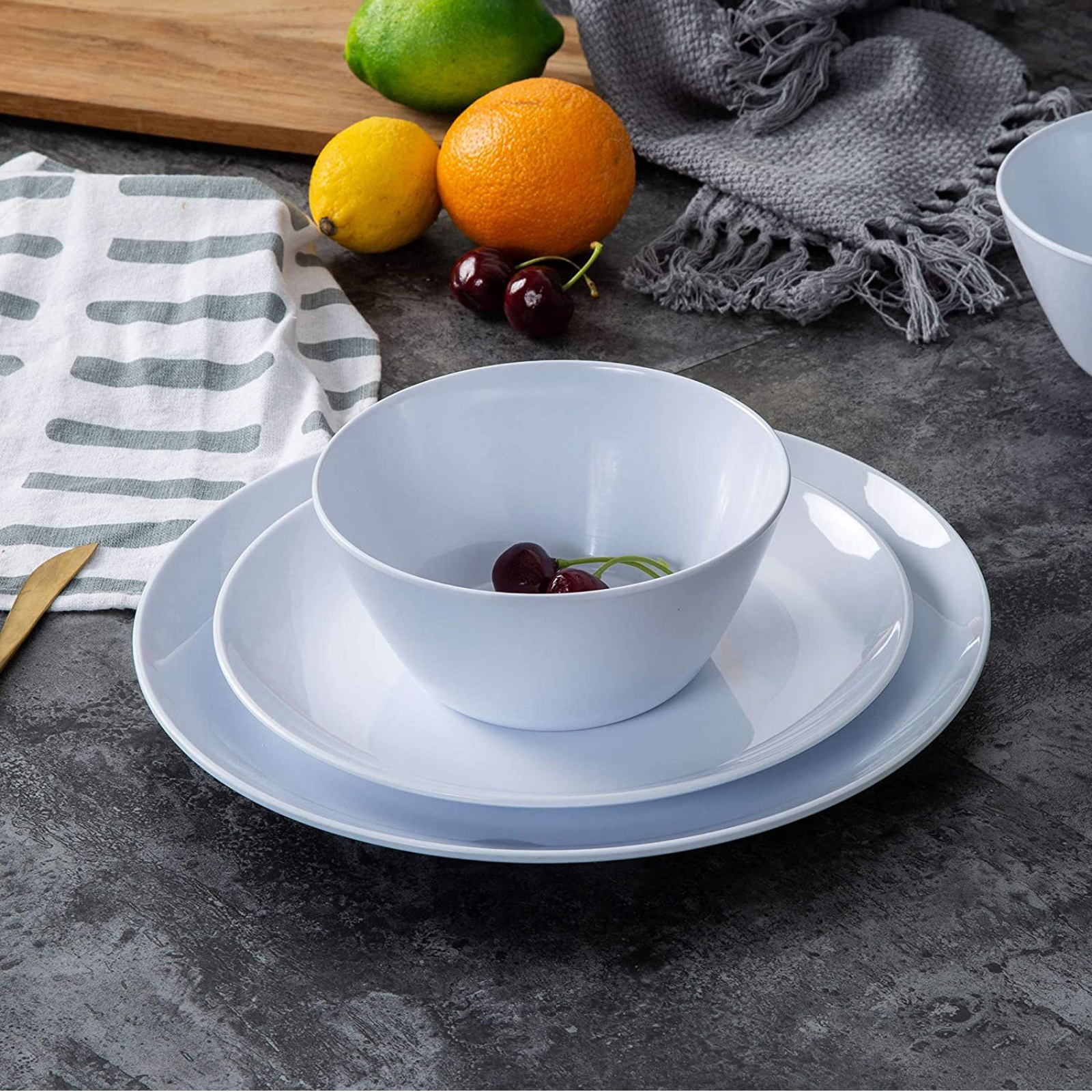 Tropical Pattern Design Plate Bowl Flatware Sets Melamine 6 Piece Dinnerware Dinner Set Carton Plastic Wholesale Fine Flamingo