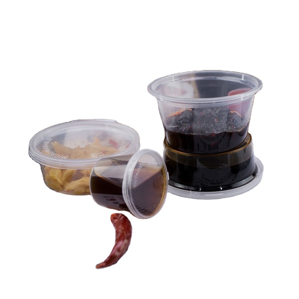 PP plastic disposable sauce containers transparent sauce cups with lids for dipping food