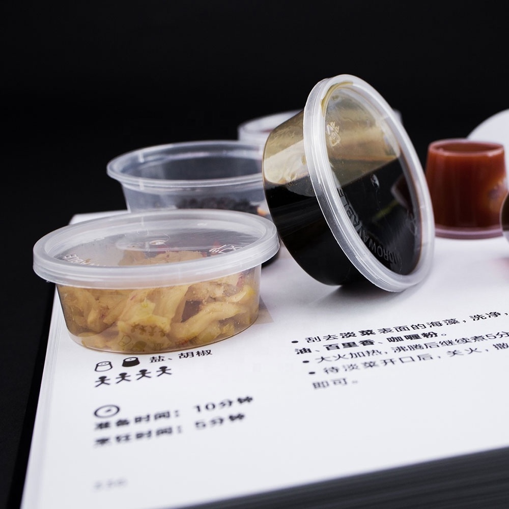 PP plastic disposable sauce containers transparent sauce cups with lids for dipping food