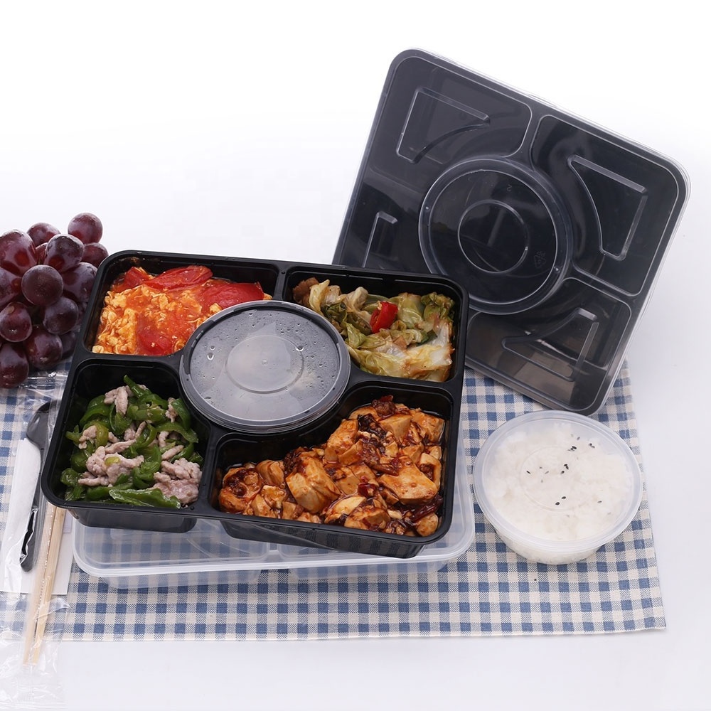 5 compartment lunch box home restaurant take away food container disposable containers