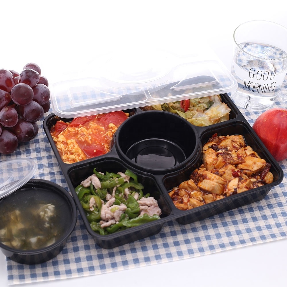 5 compartment lunch box home restaurant take away food container disposable containers