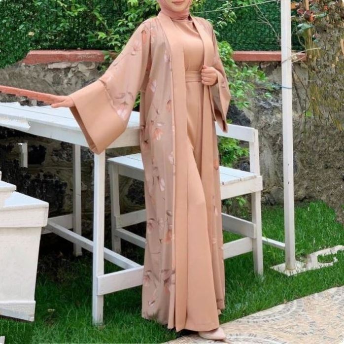 Muslim Dress Supplier 2Pcs Sets Arabic Long Sleeve Ladies Islamic Clothing Abaya Muslim Women Dress With Jumpsuits