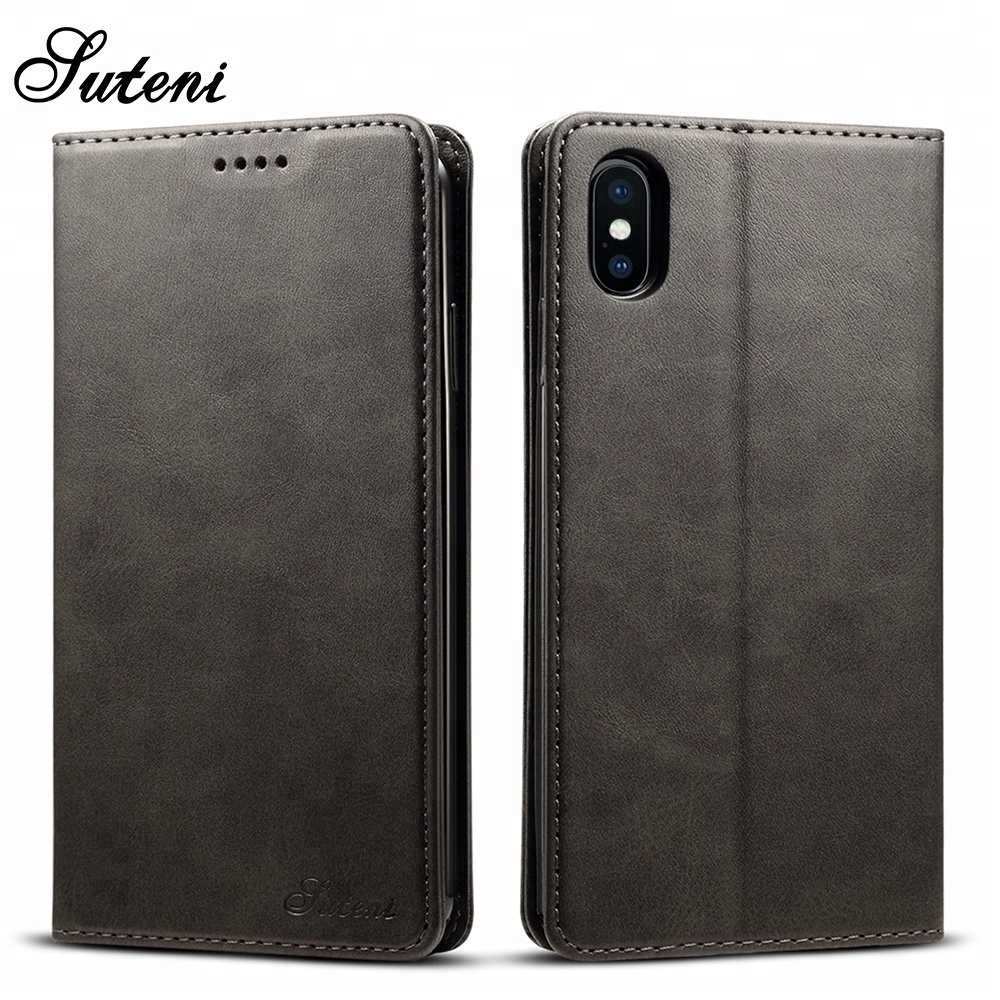 New Products High Quality PU Leather Magnet 10 Phone Cases Wallet Flip Case Cover For IphoneXs X Max Phone Case