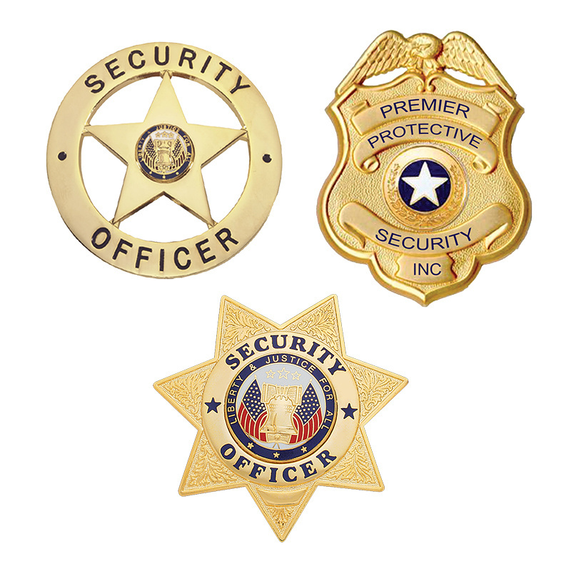 Factory Direct Personalized Free Design Logo Uniform Metal Lapel Pins 3D Officer Security Badge Custom