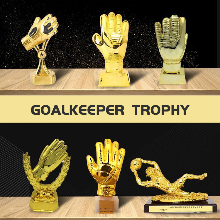 Custom Logo Goalkeepers Figure Out Door Man World Sport Wooden Base Resin Gold Awards Football Trophy