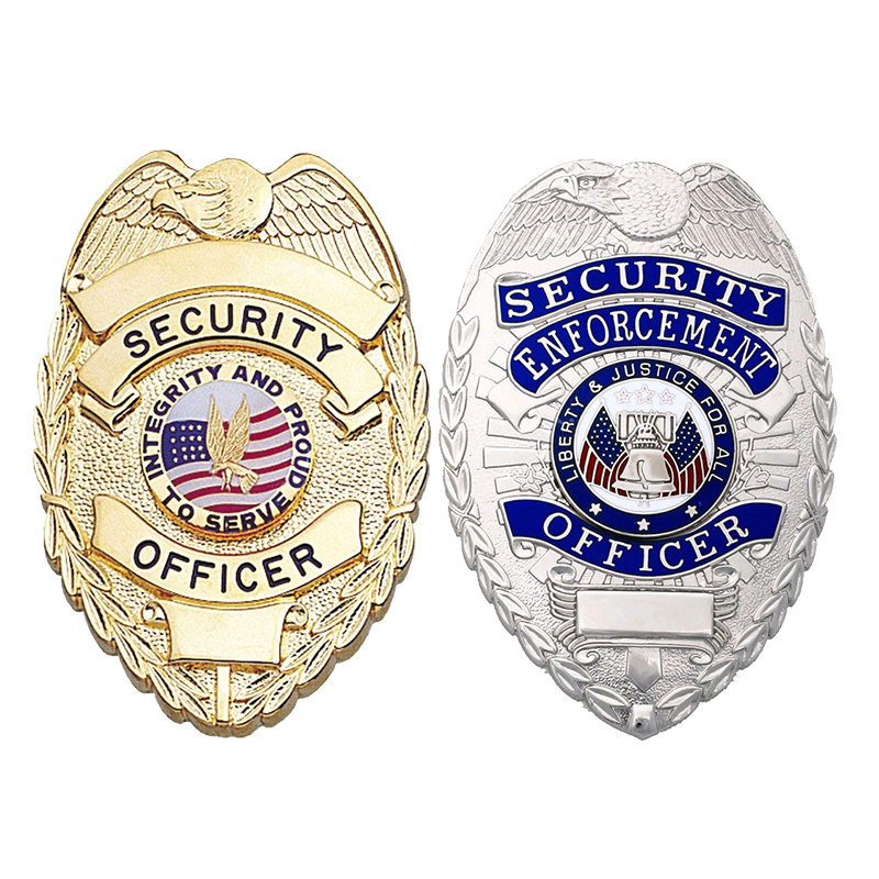 Factory Direct Personalized Free Design Logo Uniform Metal Lapel Pins 3D Officer Security Badge Custom