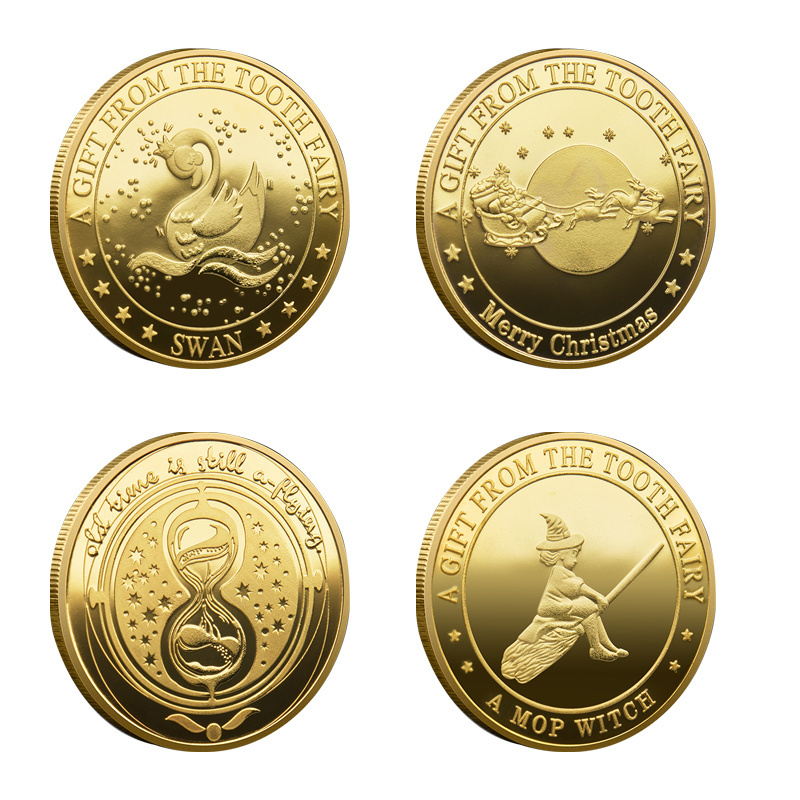 Personalized Factory Custom Logo Cartoon Collecting Commemorative Gold Coins Embossed Metal Craft Souvenir Tooth Fairy Coin