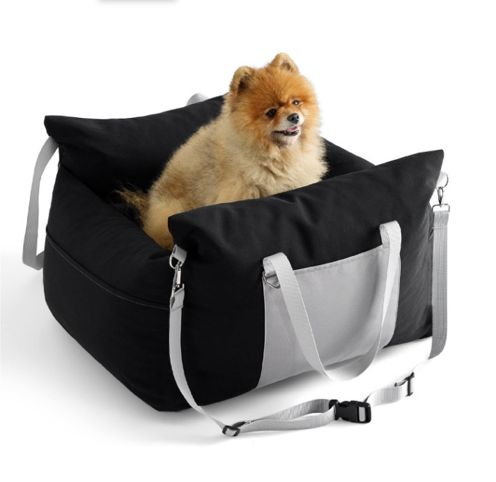 Small Dog Car Seat Cover Pet Backseat Covers For Small Dogs Sherpa Dog Booster Seat with Storage Pockets Clip-On Safety Leash