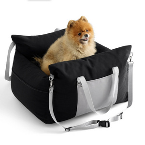 Small Dog Car Seat Cover Pet Backseat Covers For Small Dogs Sherpa Dog Booster Seat with Storage Pockets Clip-On Safety Leash