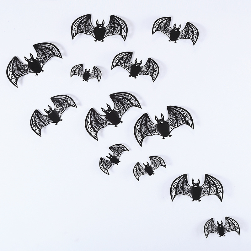 Halloween Funny Hollow Sticker Customized 3D Bat Decoration Holiday Party Home School Wall Sticker