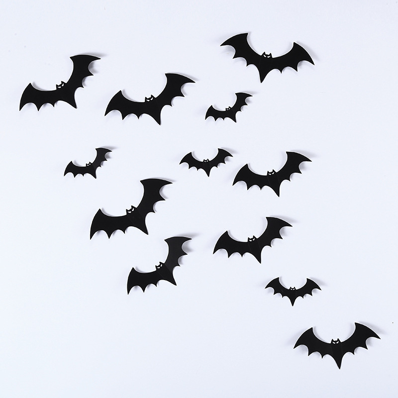 Halloween Funny Hollow Sticker Customized 3D Bat Decoration Holiday Party Home School Wall Sticker