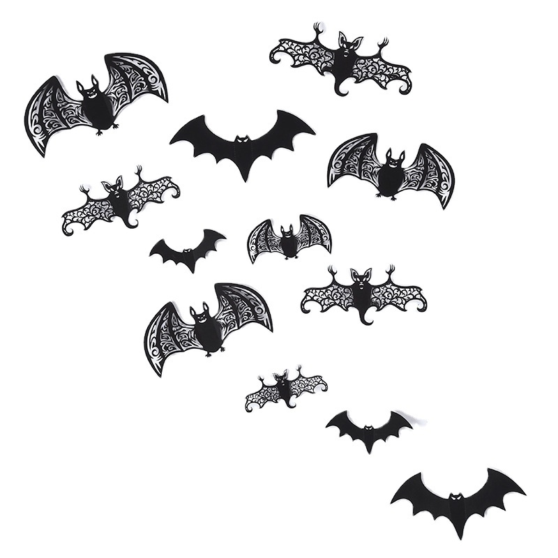 Halloween Funny Hollow Sticker Customized 3D Bat Decoration Holiday Party Home School Wall Sticker