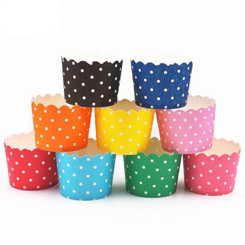 50-Pack Muffin Cups Baking Paper Cup Cupcake Muffins Liners Red and White Dot Baking Cups, Bottom Dia 1.97 Inch