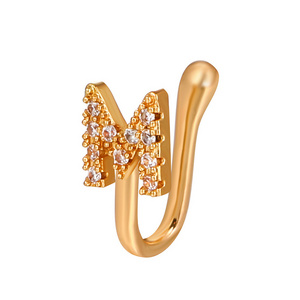 Fashion Hot New Golden Silver Free Perforated Copper Inlaid Zircon Letter U-shaped Nose Clip Nose Ring For Women