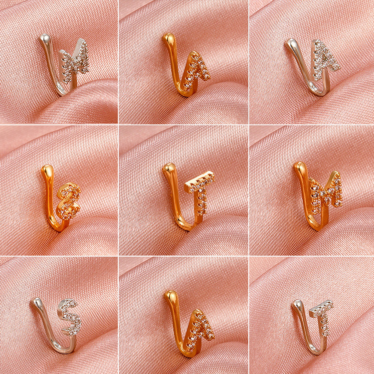 Fashion Hot New Golden Silver Free Perforated Copper Inlaid Zircon Letter U-shaped Nose Clip Nose Ring For Women