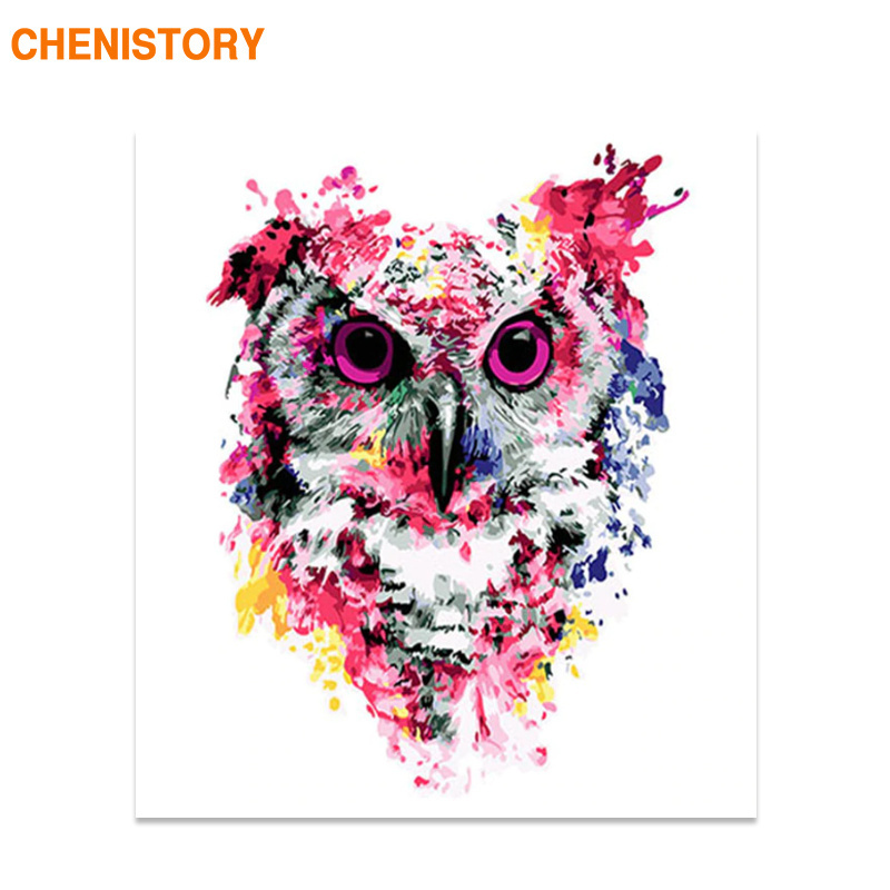 CHENISTORY Owl animals DIY Acrylic oil Painting By Numbers for kids adults Painting canvas diy Picture for living room wall art