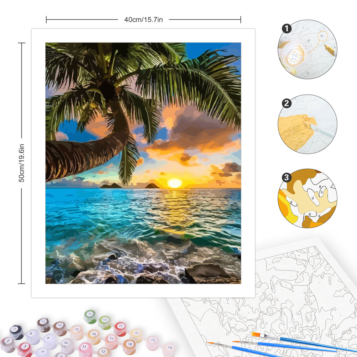 Diy Painting By Numbers For Adults Kits Sunset Seascape Picture Wall Art Paint On Canvas Starter Kit For Home Decors Diy