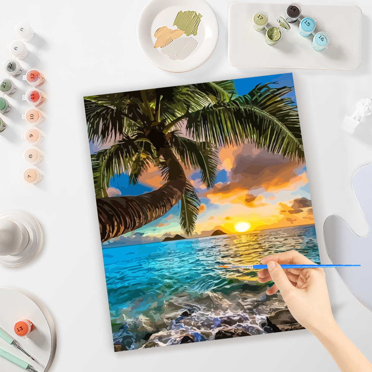 Diy Painting By Numbers For Adults Kits Sunset Seascape Picture Wall Art Paint On Canvas Starter Kit For Home Decors Diy