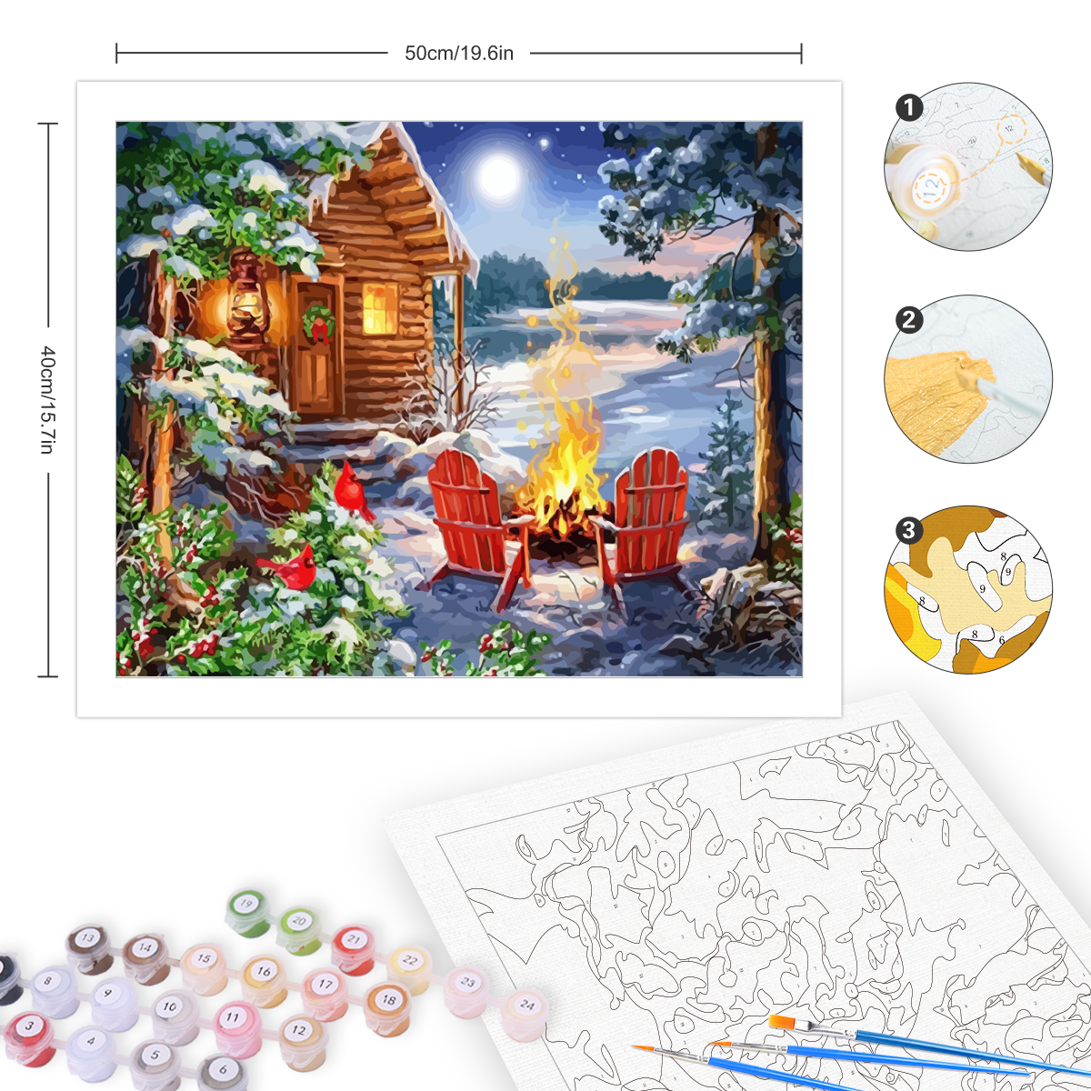 Painting By Numbers Kits Snow House Diy Crafts Acrylic Paint On Numbers For Adults Beginner For Home Wall Arts 40x50cm