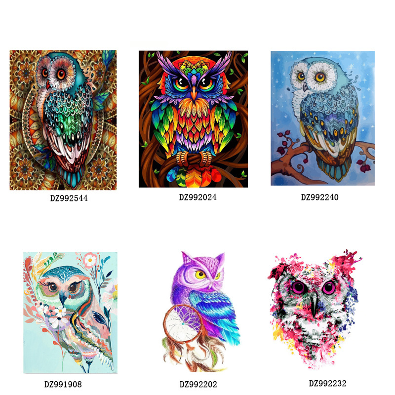 CHENISTORY Owl animals DIY Acrylic oil Painting By Numbers for kids adults Painting canvas diy Picture for living room wall art