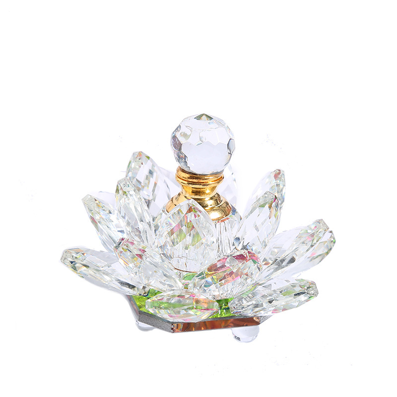 CJ-Luxury Design Cutting Crystal Lotus Flower Design Attar Essential Oil Perfume Bottle