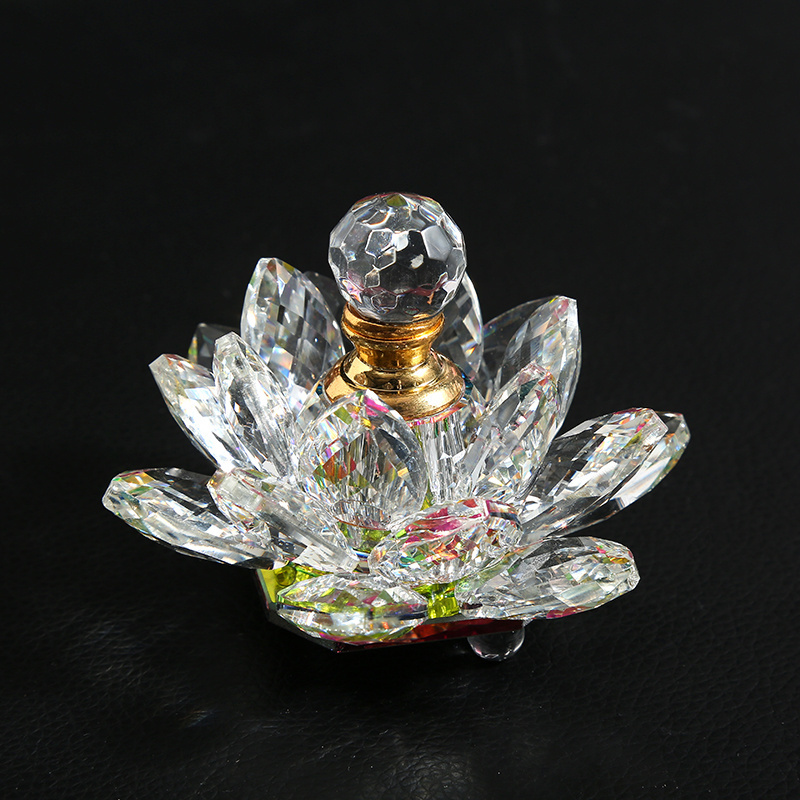 CJ-Luxury Design Cutting Crystal Lotus Flower Design Attar Essential Oil Perfume Bottle