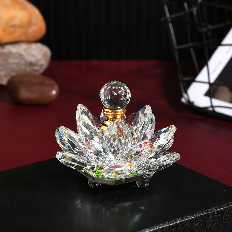 CJ-Luxury Design Cutting Crystal Lotus Flower Design Attar Essential Oil Perfume Bottle