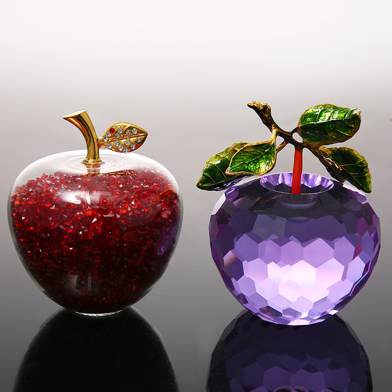 CJ- Wholesale Red Diamond Business Gifts Apple Tree Christmas Decorations Apple Gift Crystal Apple Wedding Favors Model