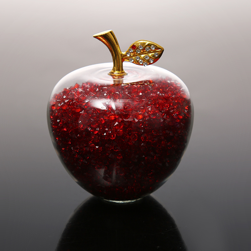 CJ- Wholesale Red Diamond Business Gifts Apple Tree Christmas Decorations Apple Gift Crystal Apple Wedding Favors Model